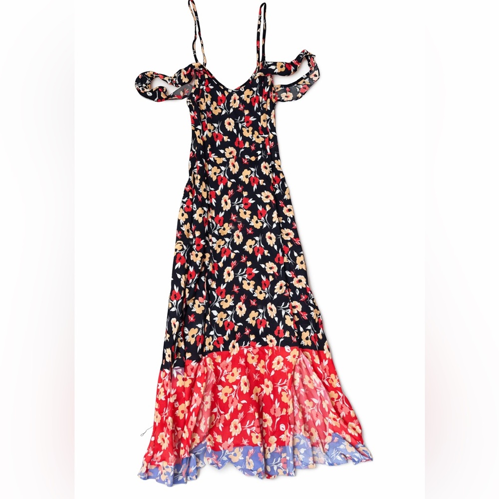 Express Floral Midi Dress - Black and Red